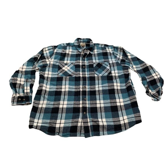C.E. Schmidt Workwear Mens 2X Blue Plaid Flannel Long Sleeve Shirt - Picture 1 of 8